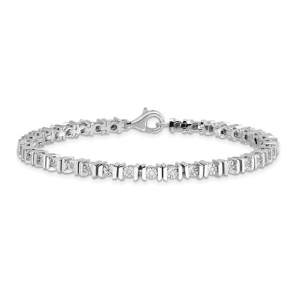 7 Zoll Sterlingsilber Rhodiniert Diamant. Tennis Armband