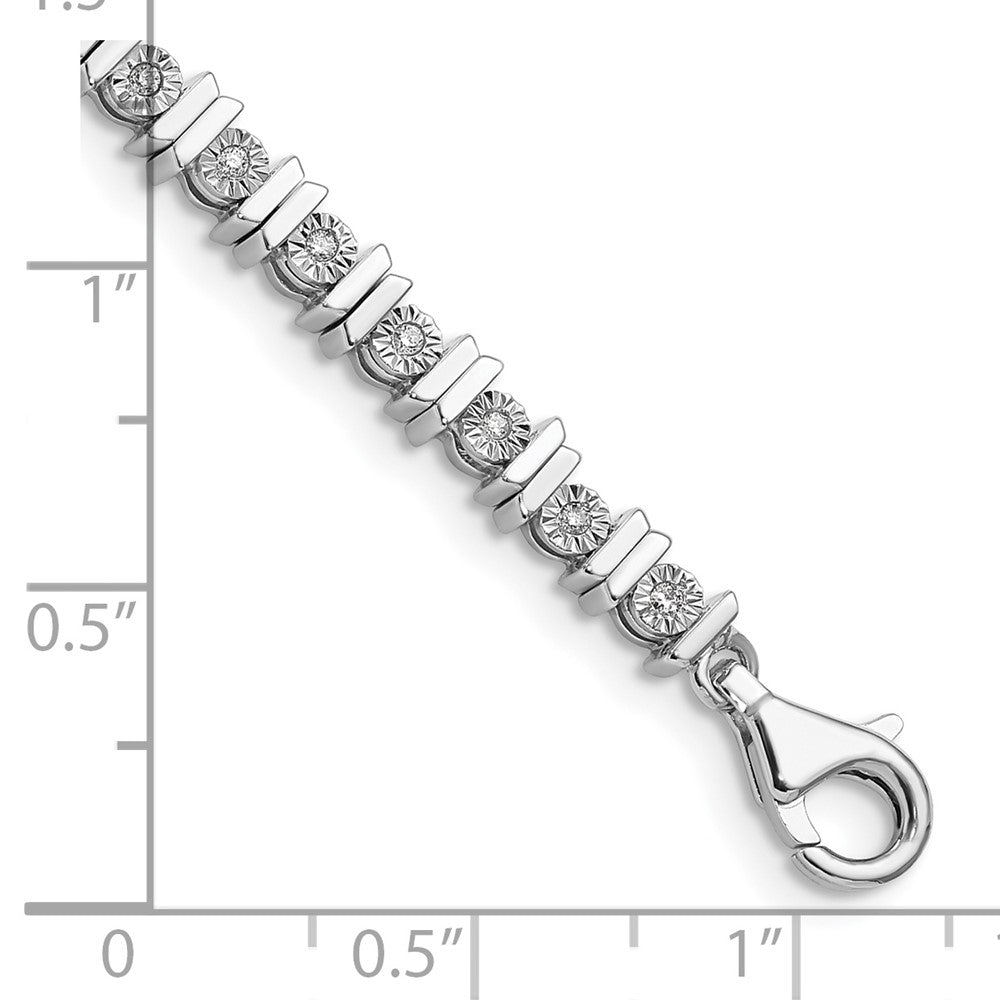 7 Zoll Sterlingsilber Rhodiniert Diamant. Tennis Armband