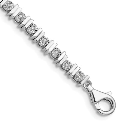 7 Zoll Sterlingsilber Rhodiniert Diamant. Tennis Armband