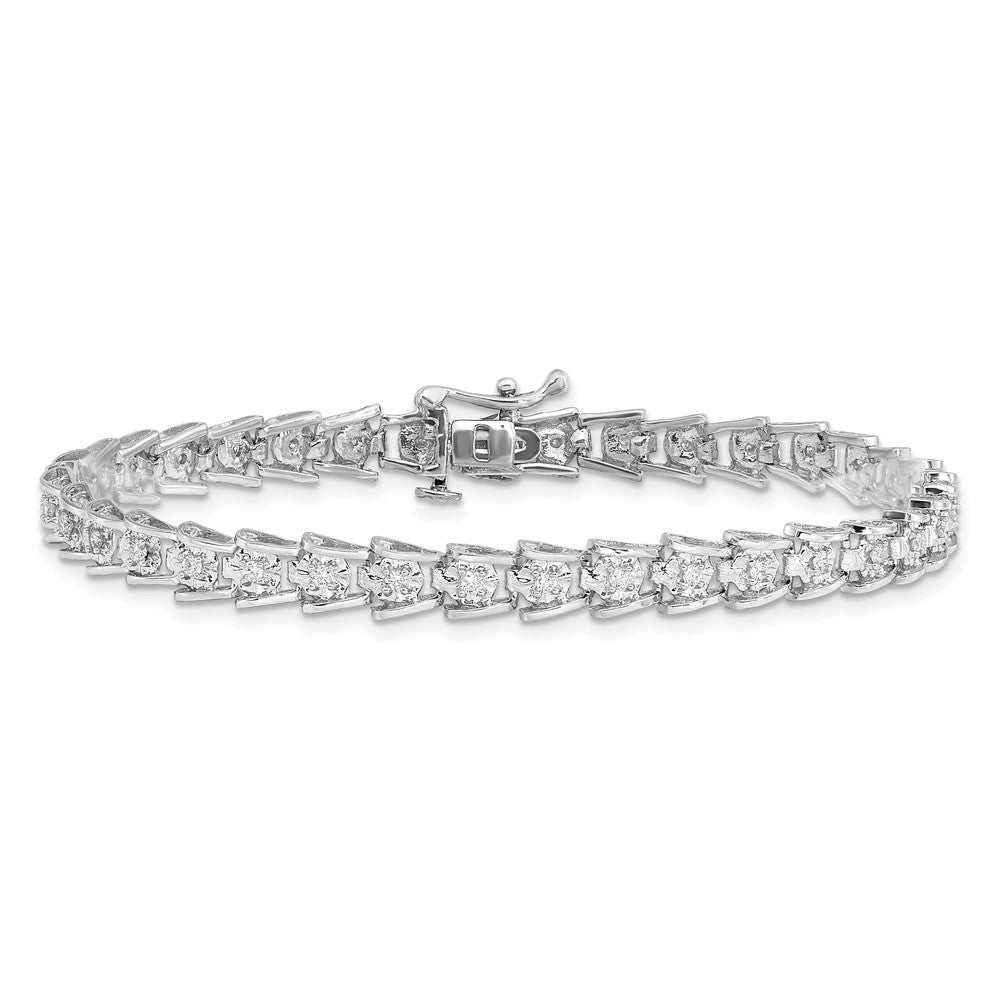 7 Zoll Sterlingsilber Rhodiniert Diamant. Armband