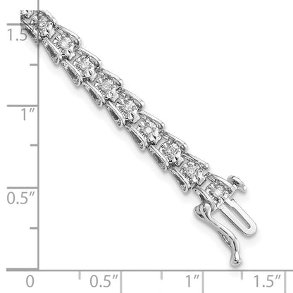 7 Zoll Sterlingsilber Rhodiniert Diamant. Armband