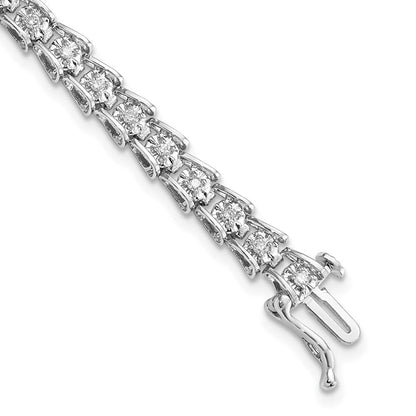 7 Zoll Sterlingsilber Rhodiniert Diamant. Armband