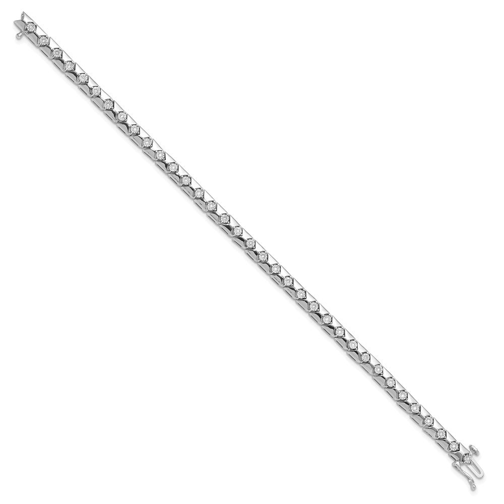 7 Zoll Sterlingsilber Rhodiniert Diamant Armband