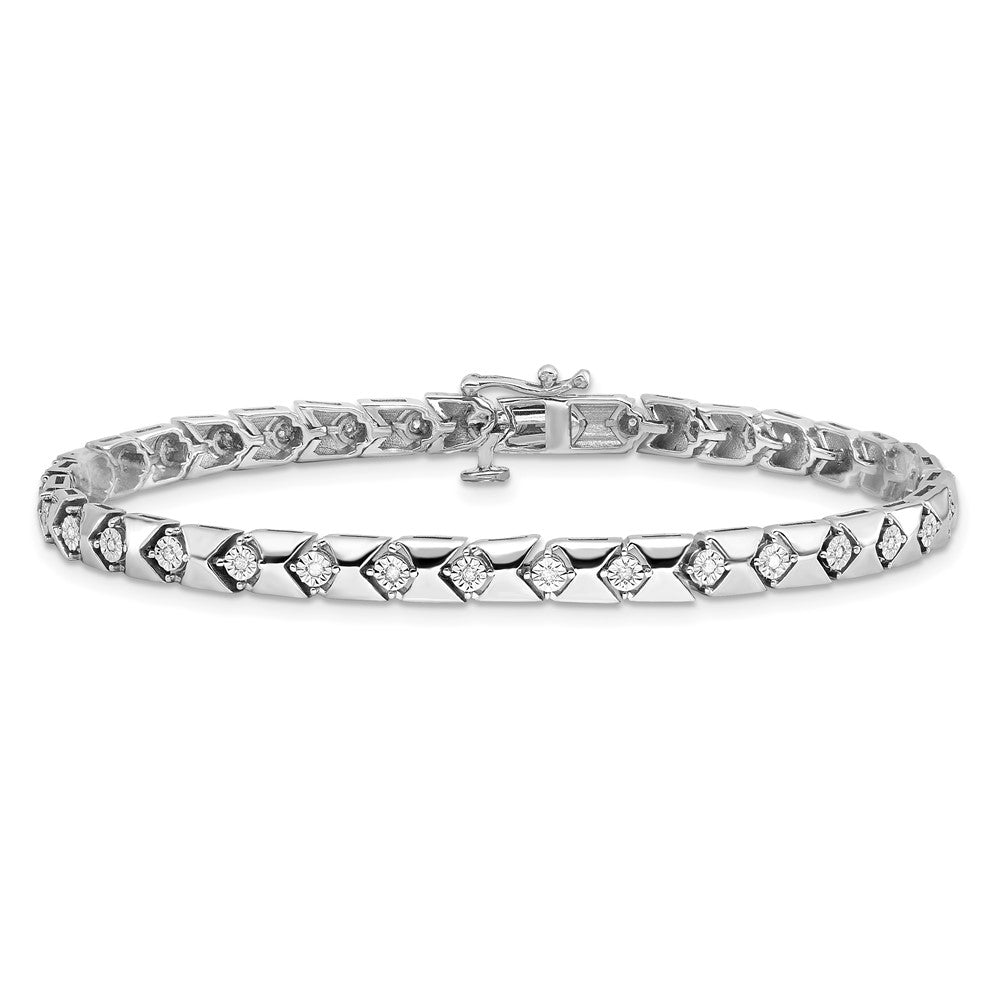 7 Zoll Sterlingsilber Rhodiniert Diamant Armband