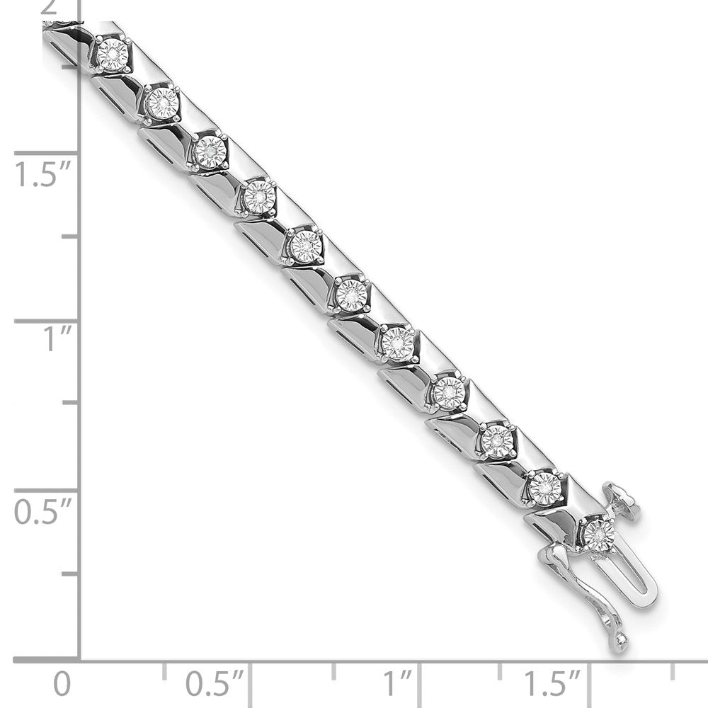 7 Zoll Sterlingsilber Rhodiniert Diamant Armband