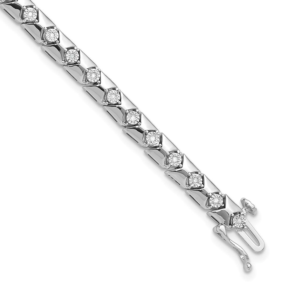 7 Zoll Sterlingsilber Rhodiniert Diamant Armband