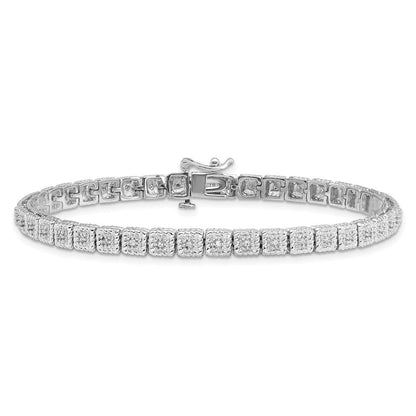 7 Zoll Sterlingsilber Rhodiniert Diamant Armband