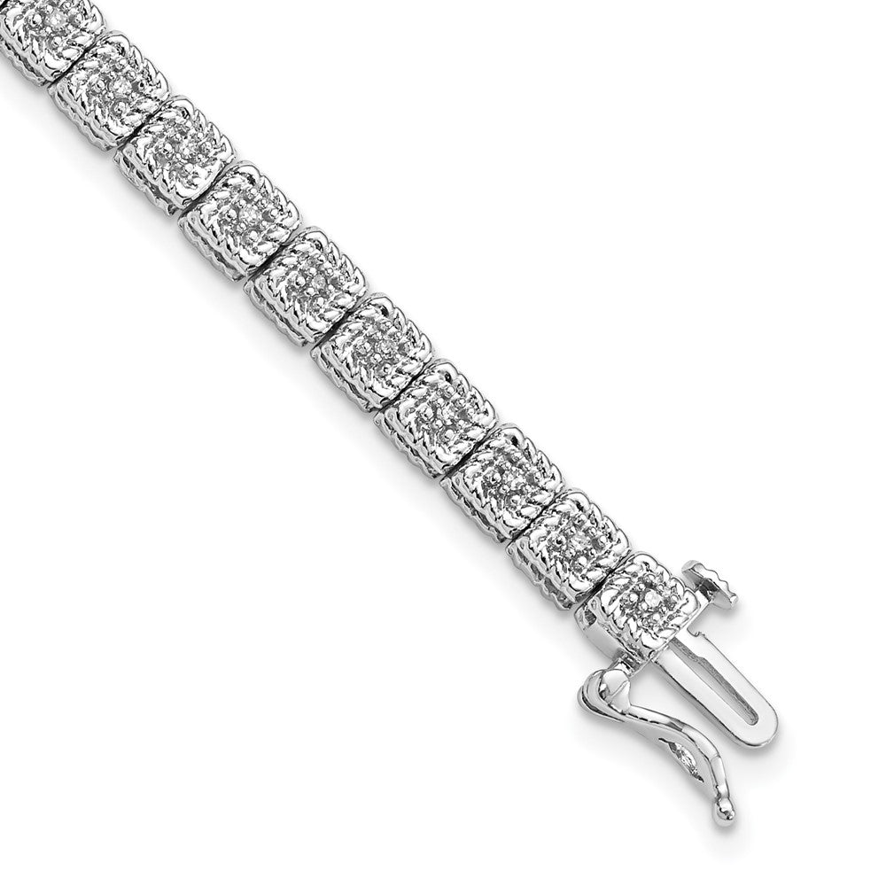 7 Zoll Sterlingsilber Rhodiniert Diamant Armband