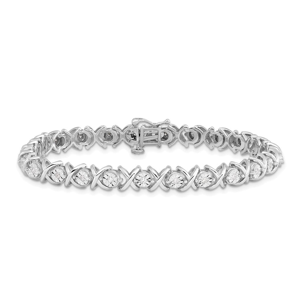 7 Zoll Sterlingsilber Rhodiniert Diamant. X Armband
