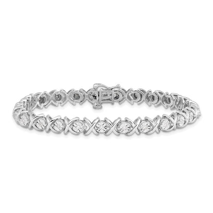 7 Zoll Sterlingsilber Rhodiniert Diamant. X Armband