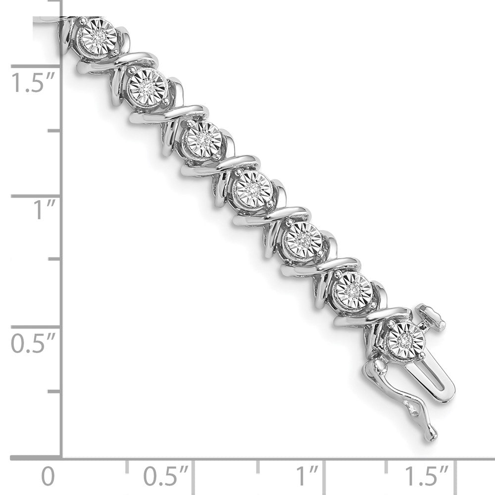 7 Zoll Sterlingsilber Rhodiniert Diamant. X Armband