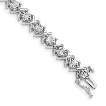 7 Zoll Sterlingsilber Rhodiniert Diamant. X Armband