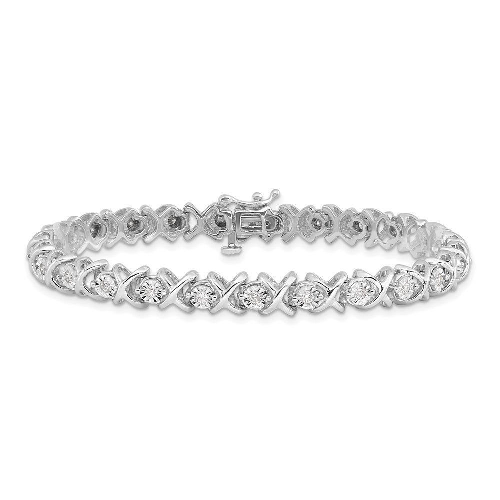 7 Zoll Sterlingsilber Rhodiniert Diamant Armband