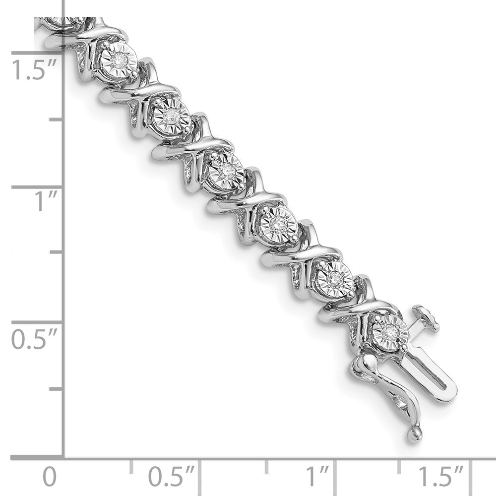 7 Zoll Sterlingsilber Rhodiniert Diamant Armband