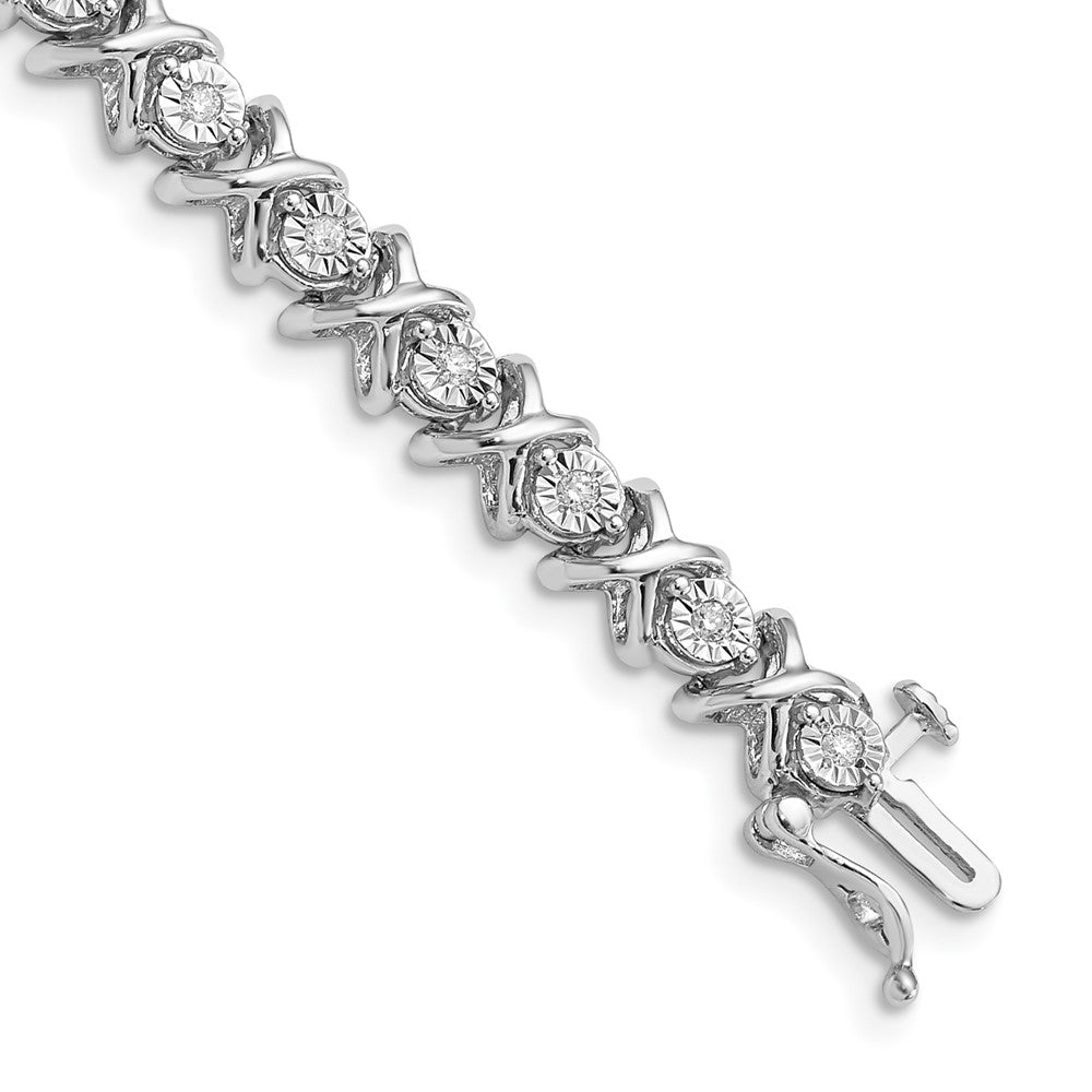 7 Zoll Sterlingsilber Rhodiniert Diamant Armband