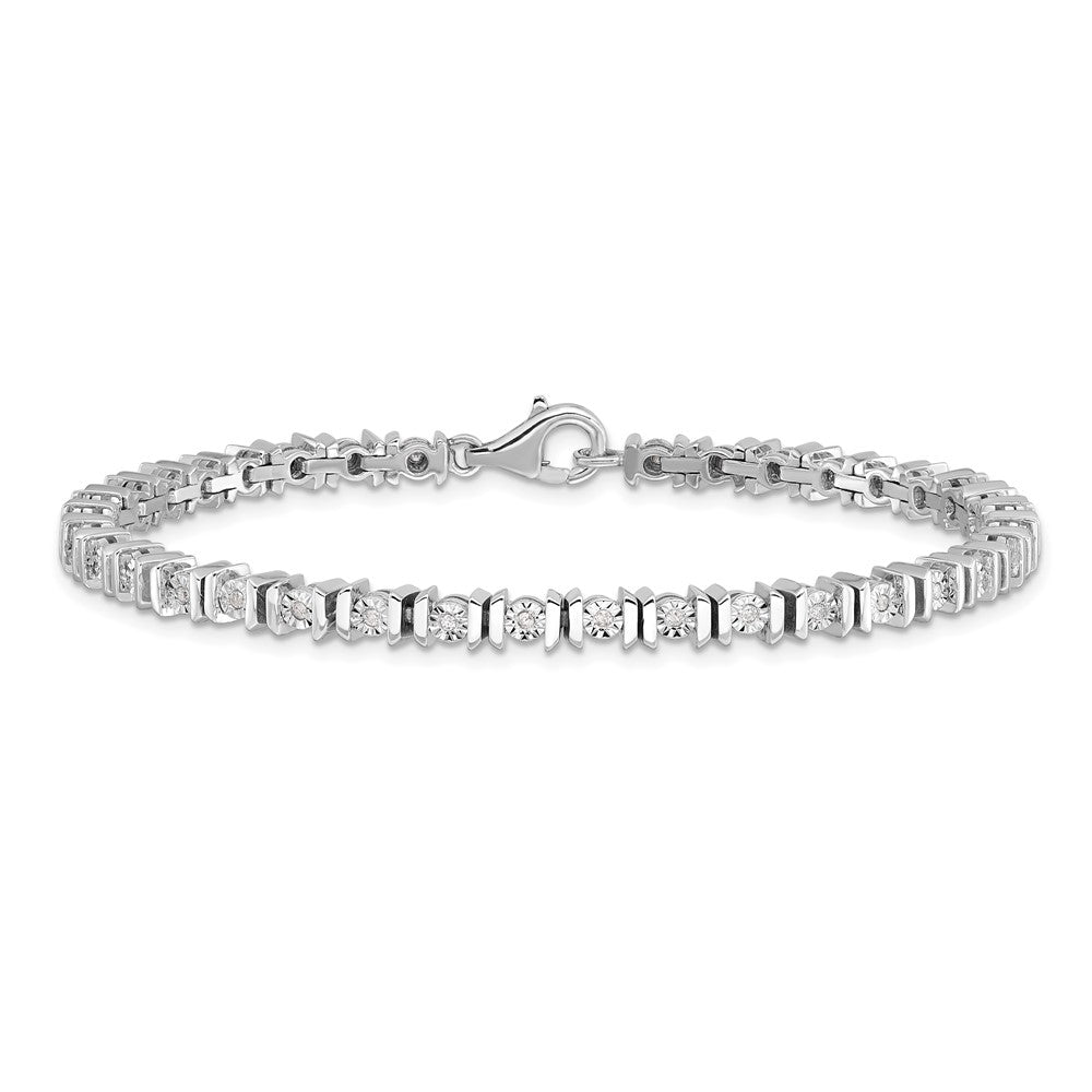 7 Zoll Sterlingsilber Rhodiniert Diamant. Tennis Armband