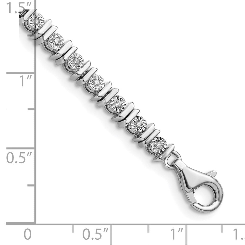 7 Zoll Sterlingsilber Rhodiniert Diamant. Tennis Armband