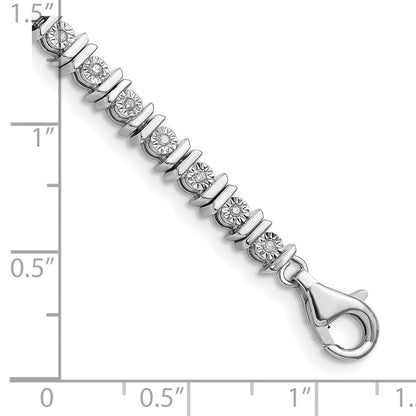 7 Zoll Sterlingsilber Rhodiniert Diamant. Tennis Armband