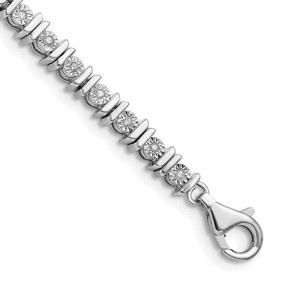 7 Zoll Sterlingsilber Rhodiniert Diamant. Tennis Armband