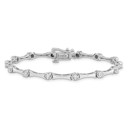 7 Zoll Sterlingsilber Rhodiniert Diamant Armband