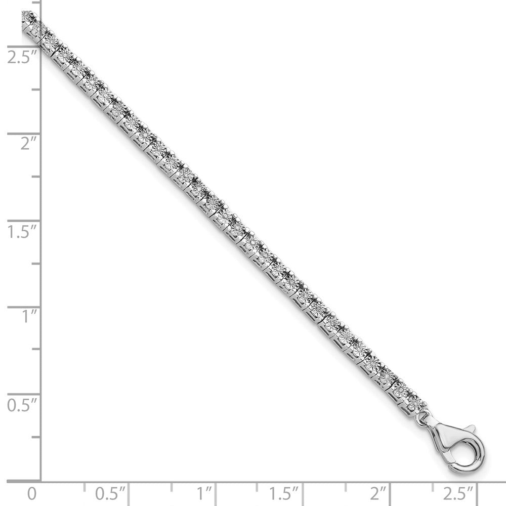 7 Zoll Sterlingsilber Rhodiniert Diamant. Tennis Armband