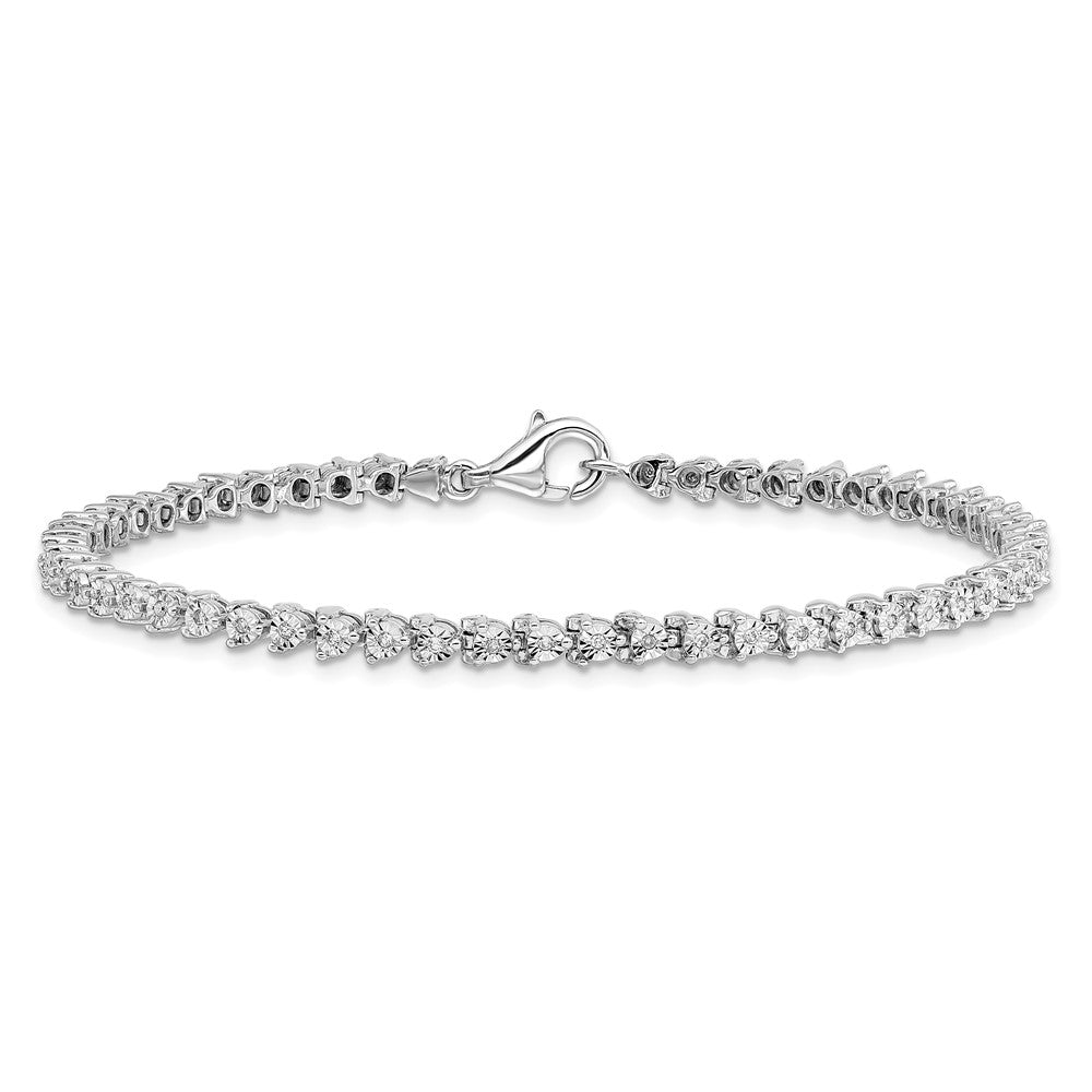 7 Zoll Sterlingsilber Rhodiniert Diamant. Tennis Armband