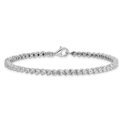 7 Zoll Sterlingsilber Rhodiniert Diamant. Tennis Armband