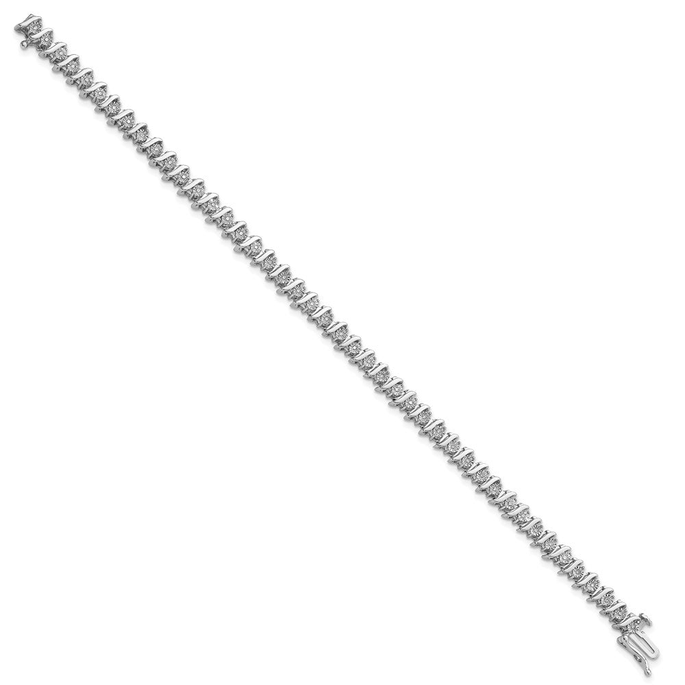 7 Zoll Sterlingsilber Rhodiniert Diamant. Fantasie Armband