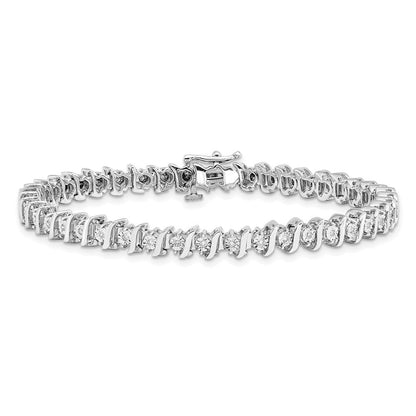 7 Zoll Sterlingsilber Rhodiniert Diamant. Fantasie Armband
