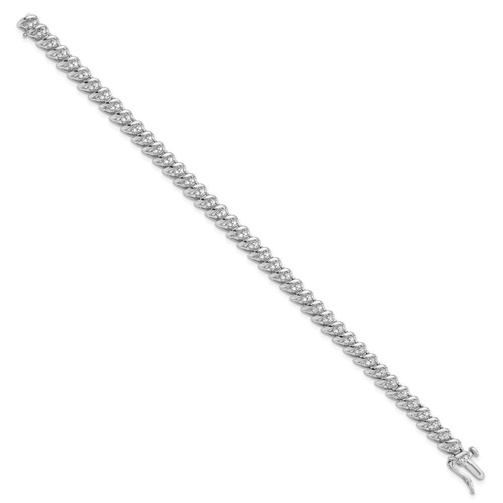 7 Zoll Sterlingsilber Rhodiniert Diamant Armband