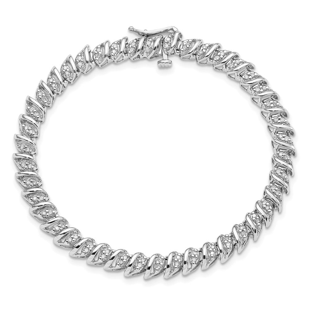 7 Zoll Sterlingsilber Rhodiniert Diamant Armband