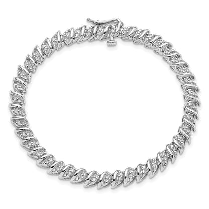 7 Zoll Sterlingsilber Rhodiniert Diamant Armband