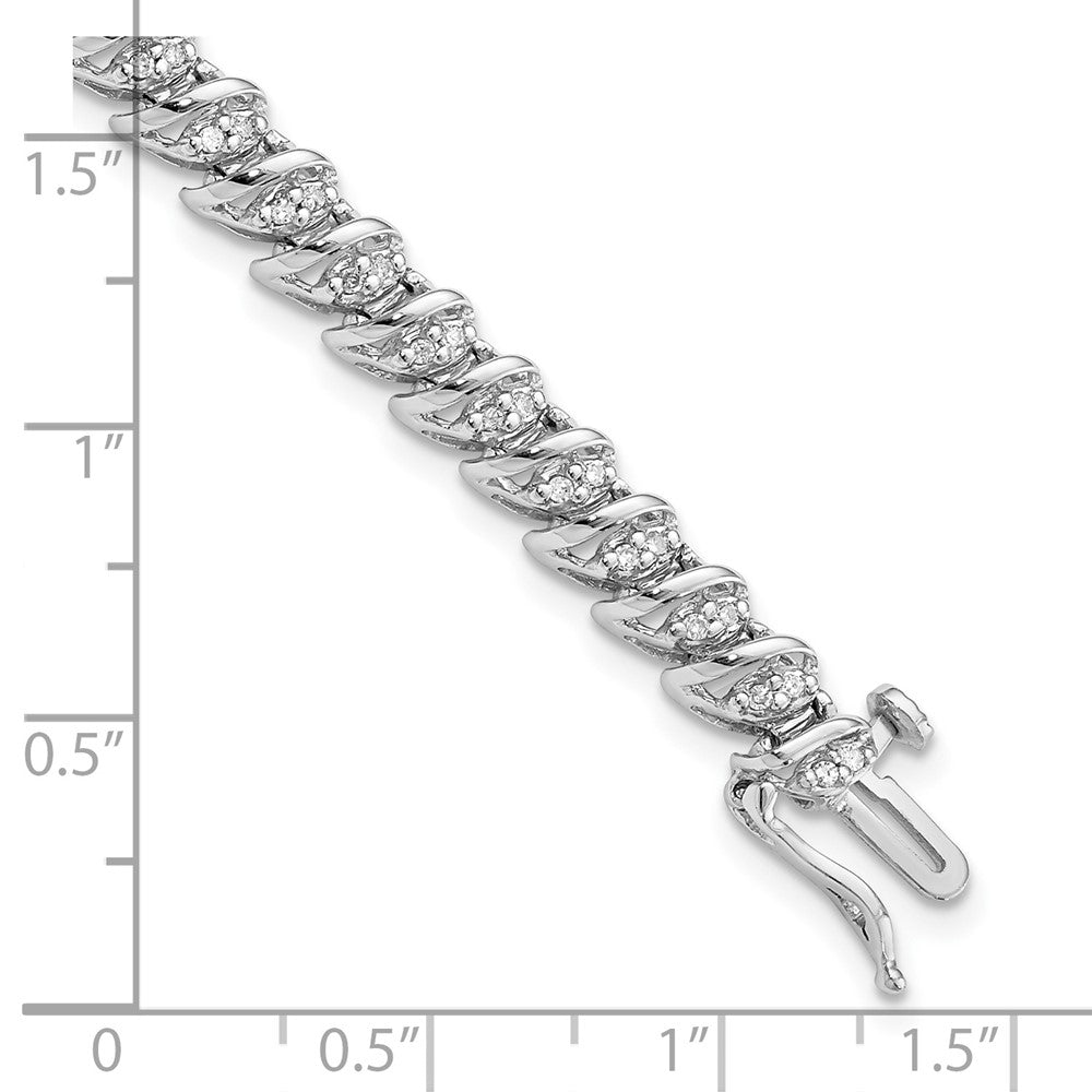 7 Zoll Sterlingsilber Rhodiniert Diamant Armband