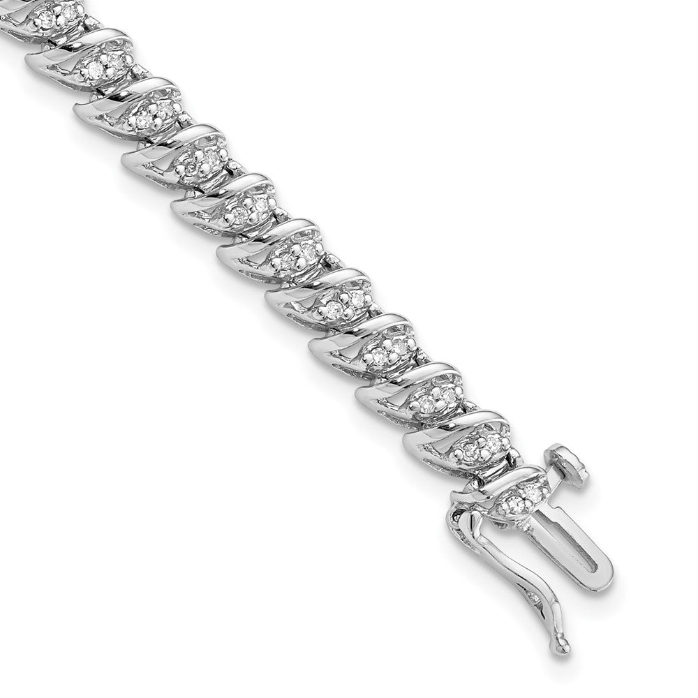 7 Zoll Sterlingsilber Rhodiniert Diamant Armband
