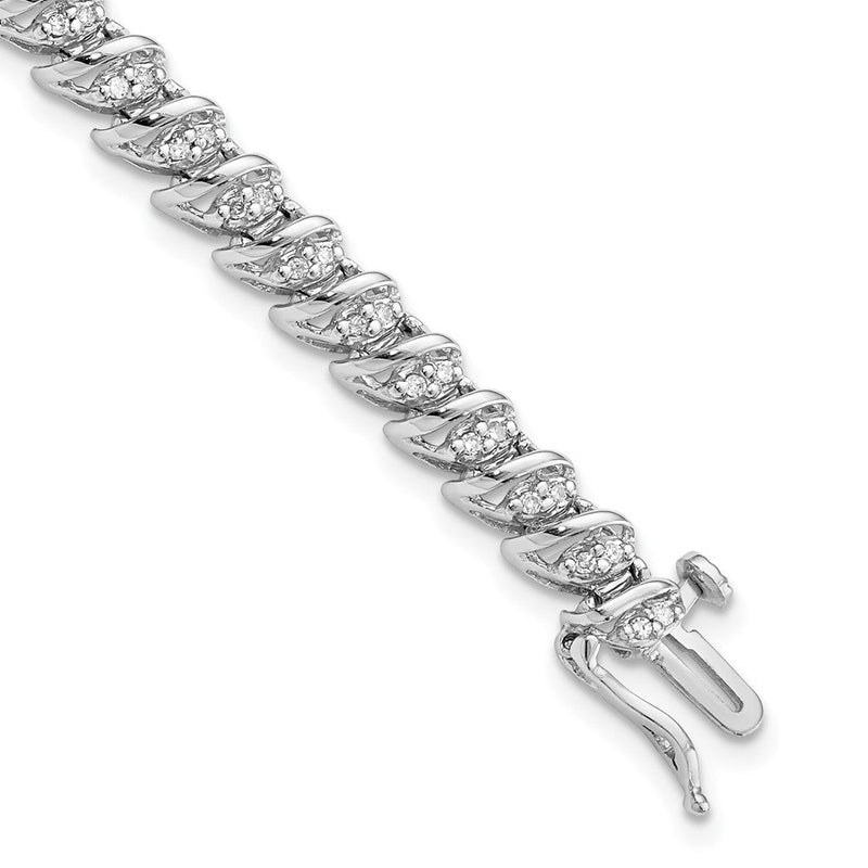 7 Zoll Sterlingsilber Rhodiniert Diamant Armband