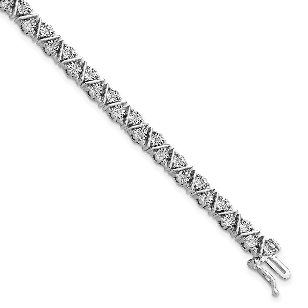 7 Zoll Sterlingsilber Rhodiniert Diamant. Dreieck Glieder Armband