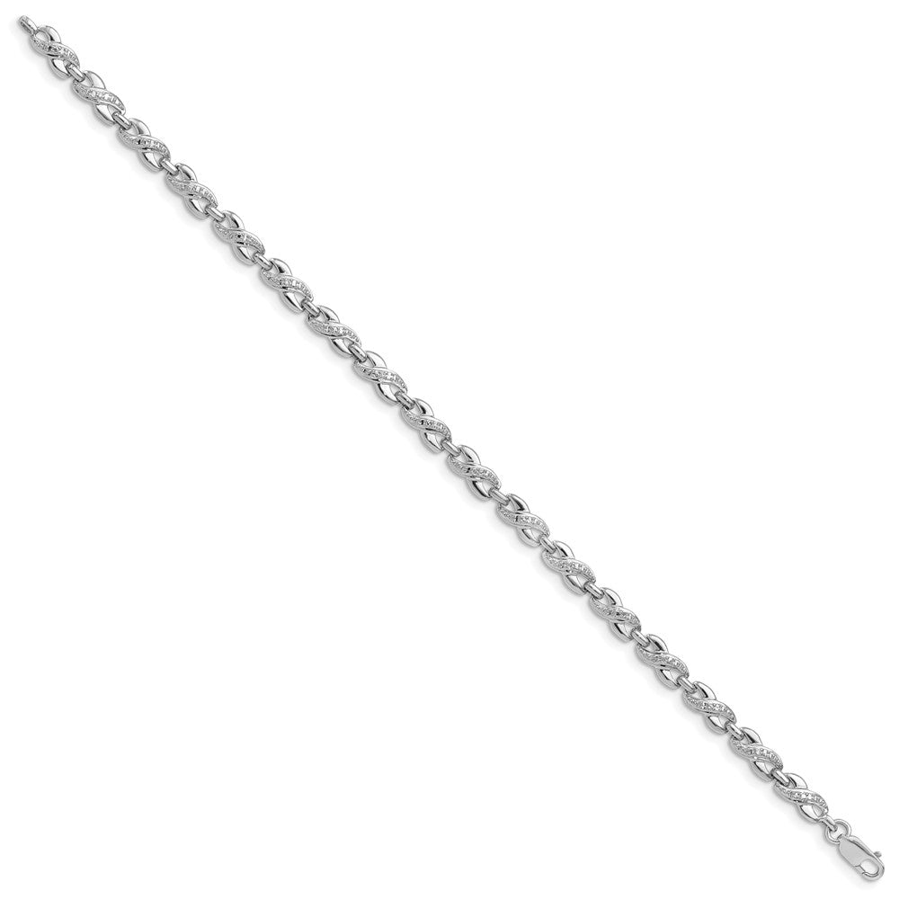 7 Zoll Sterlingsilber Rhodiniert Diamant. Armband