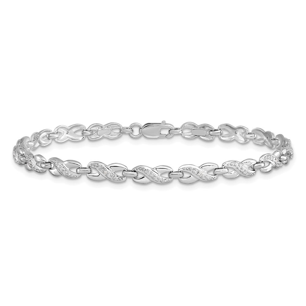 7 Zoll Sterlingsilber Rhodiniert Diamant. Armband