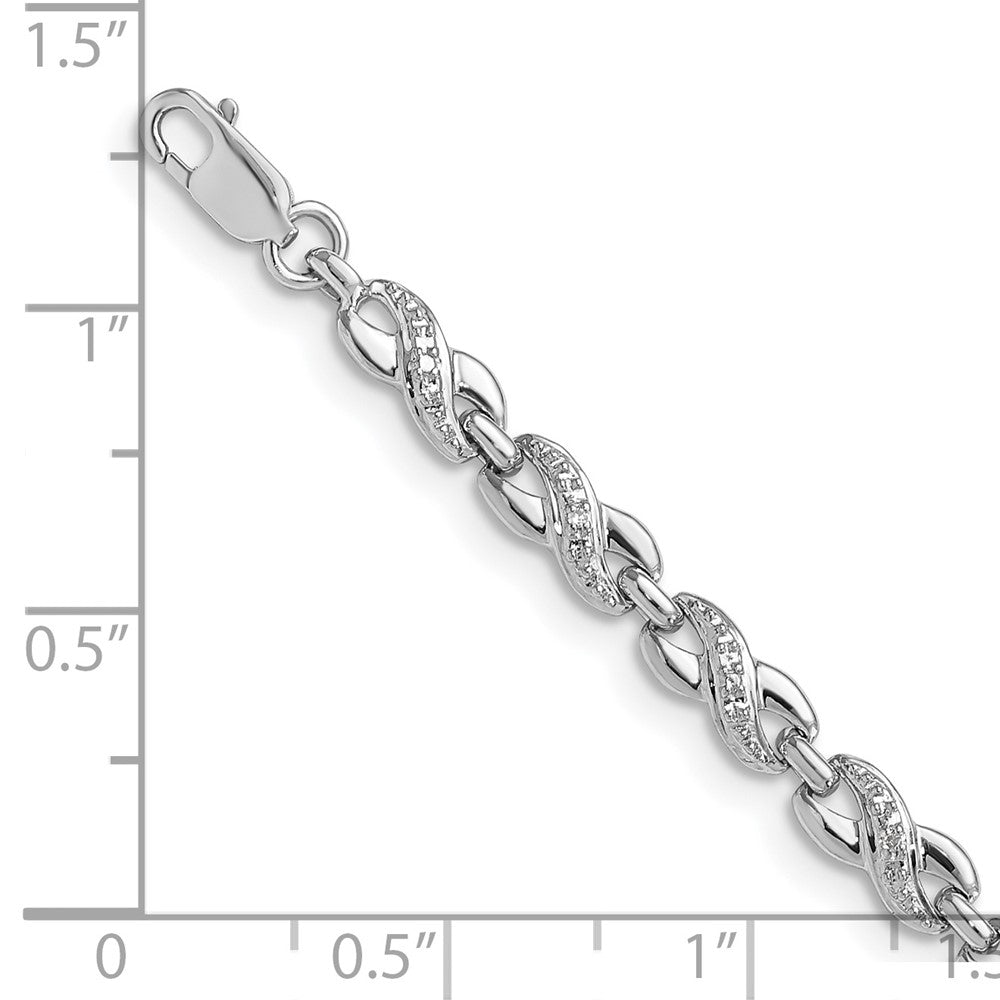 7 Zoll Sterlingsilber Rhodiniert Diamant. Armband