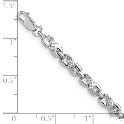 7 Zoll Sterlingsilber Rhodiniert Diamant. Armband