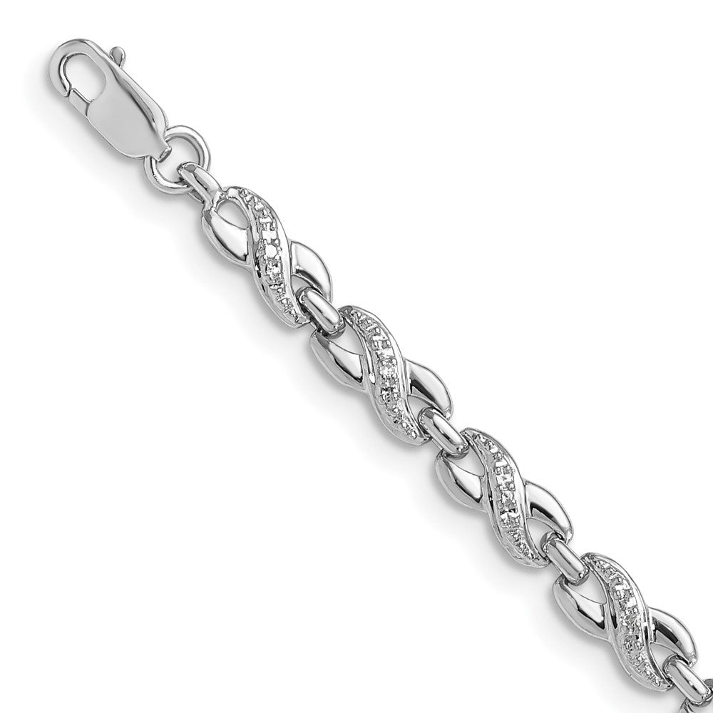 7 Zoll Sterlingsilber Rhodiniert Diamant. Armband