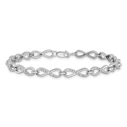 7.5 Zoll Sterlingsilber Rhodiniert Diamant. Armband
