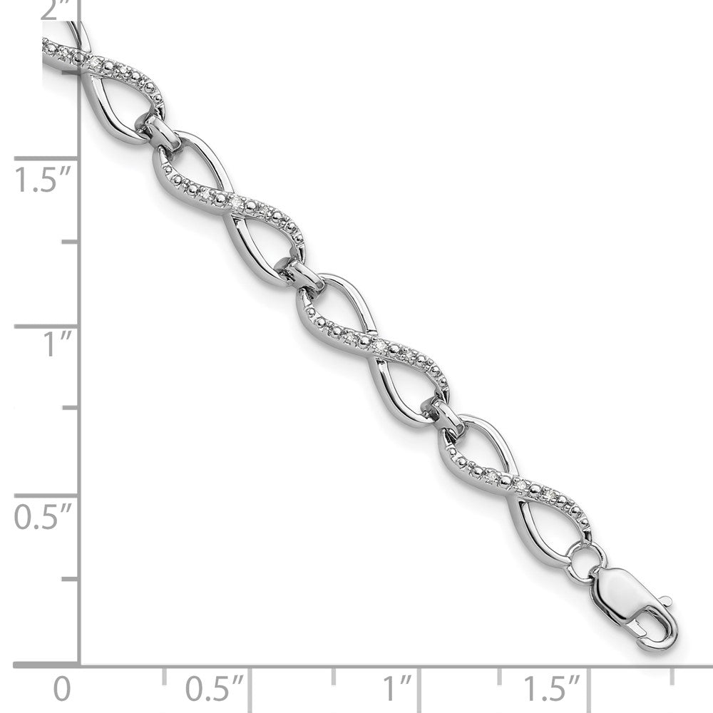 7.5 Zoll Sterlingsilber Rhodiniert Diamant. Armband
