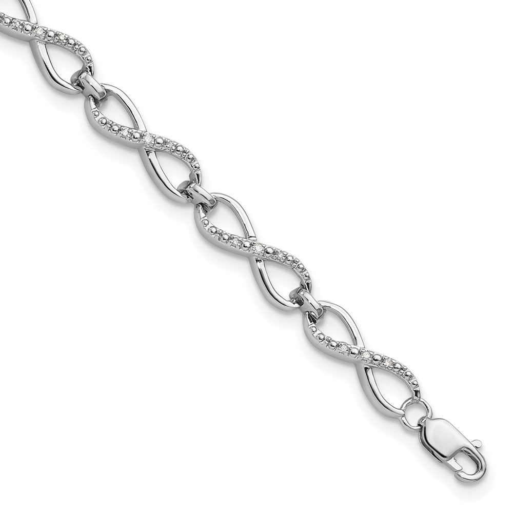 7.5 Zoll Sterlingsilber Rhodiniert Diamant. Armband
