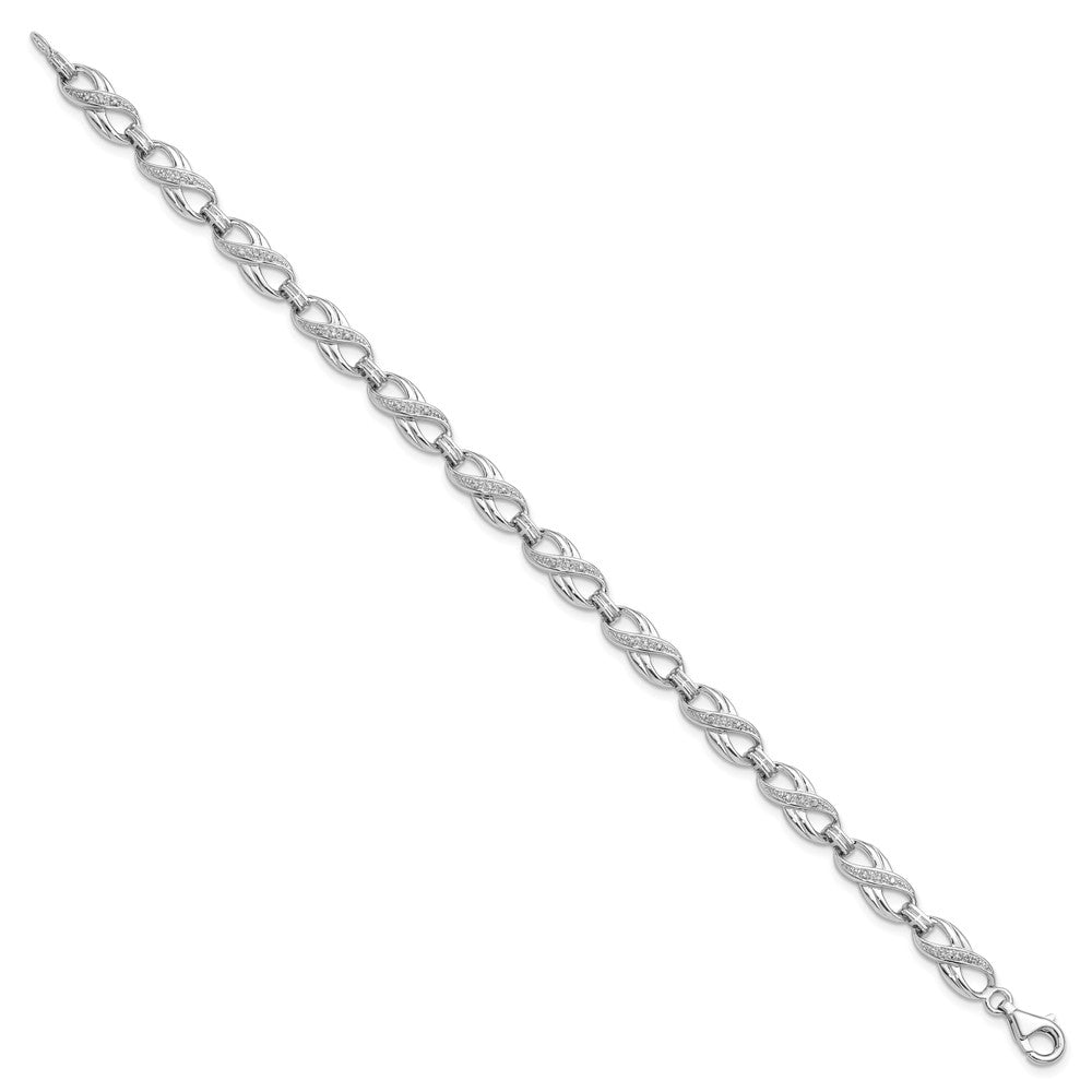 7.5 Zoll Sterlingsilber Rhodiniert Diamant. Armband