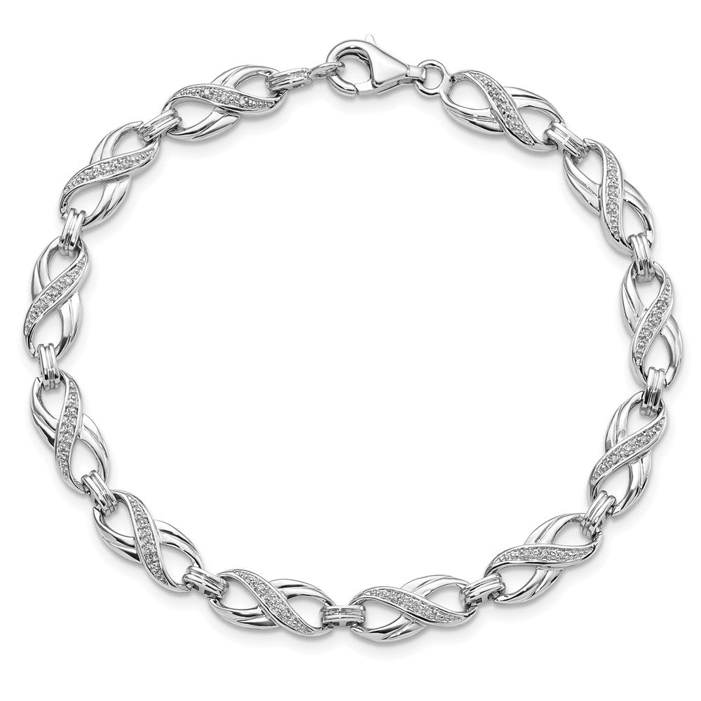 7.5 Zoll Sterlingsilber Rhodiniert Diamant. Armband