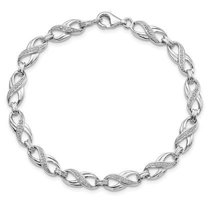 7.5 Zoll Sterlingsilber Rhodiniert Diamant. Armband