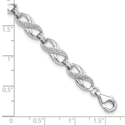7.5 Zoll Sterlingsilber Rhodiniert Diamant. Armband