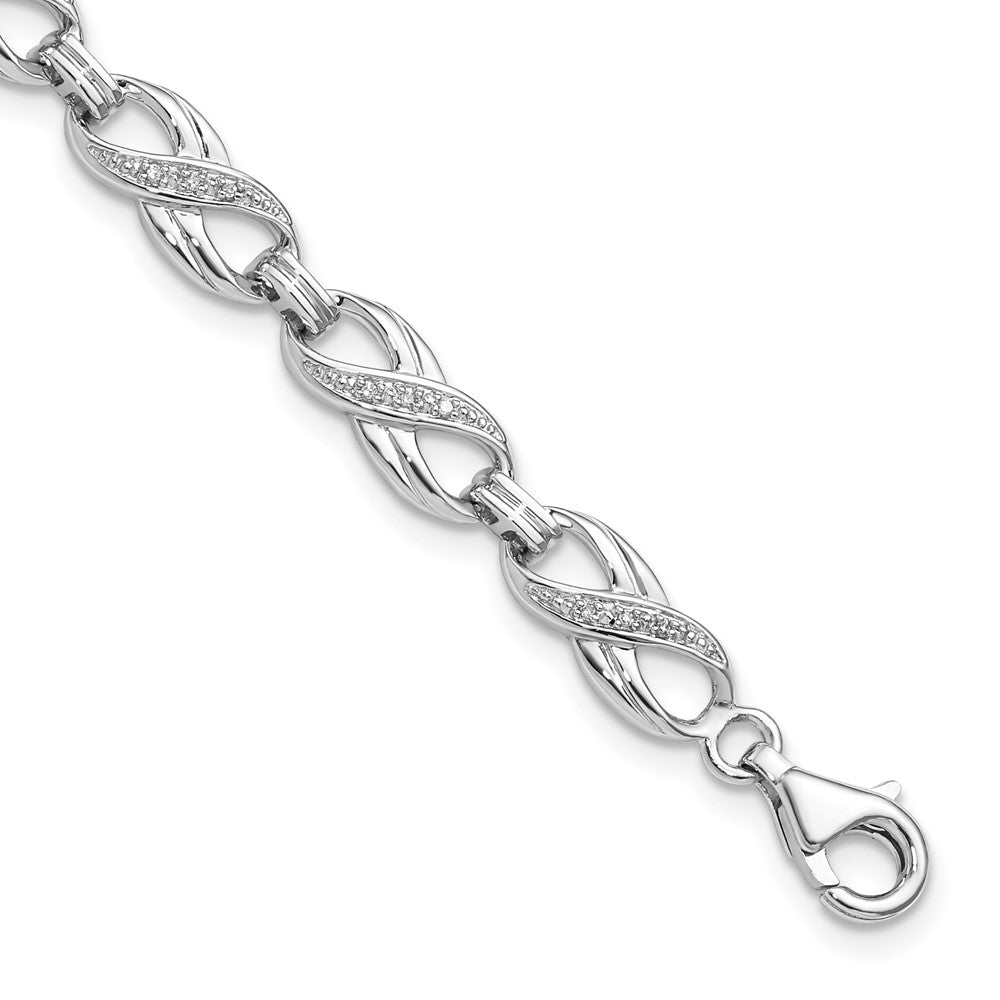 7.5 Zoll Sterlingsilber Rhodiniert Diamant. Armband