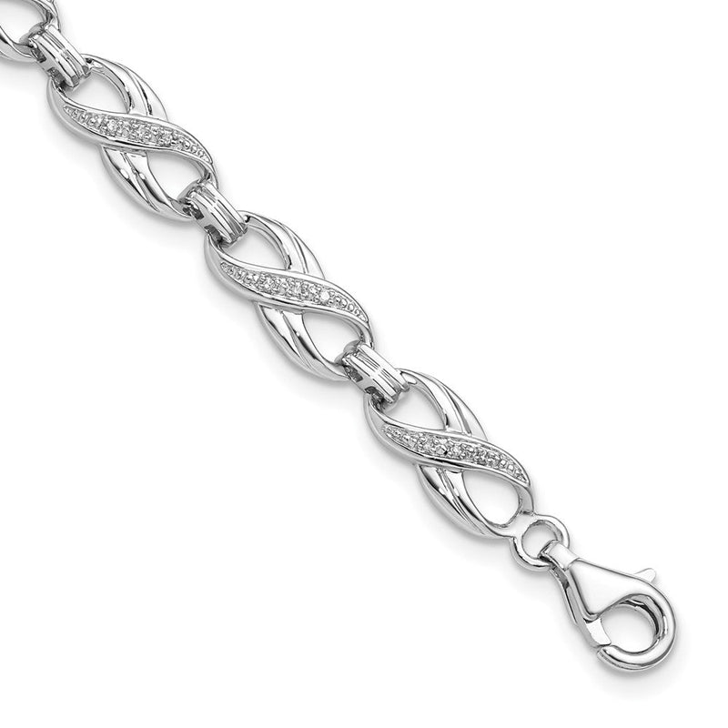 7.5 Zoll Sterlingsilber Rhodiniert Diamant. Armband